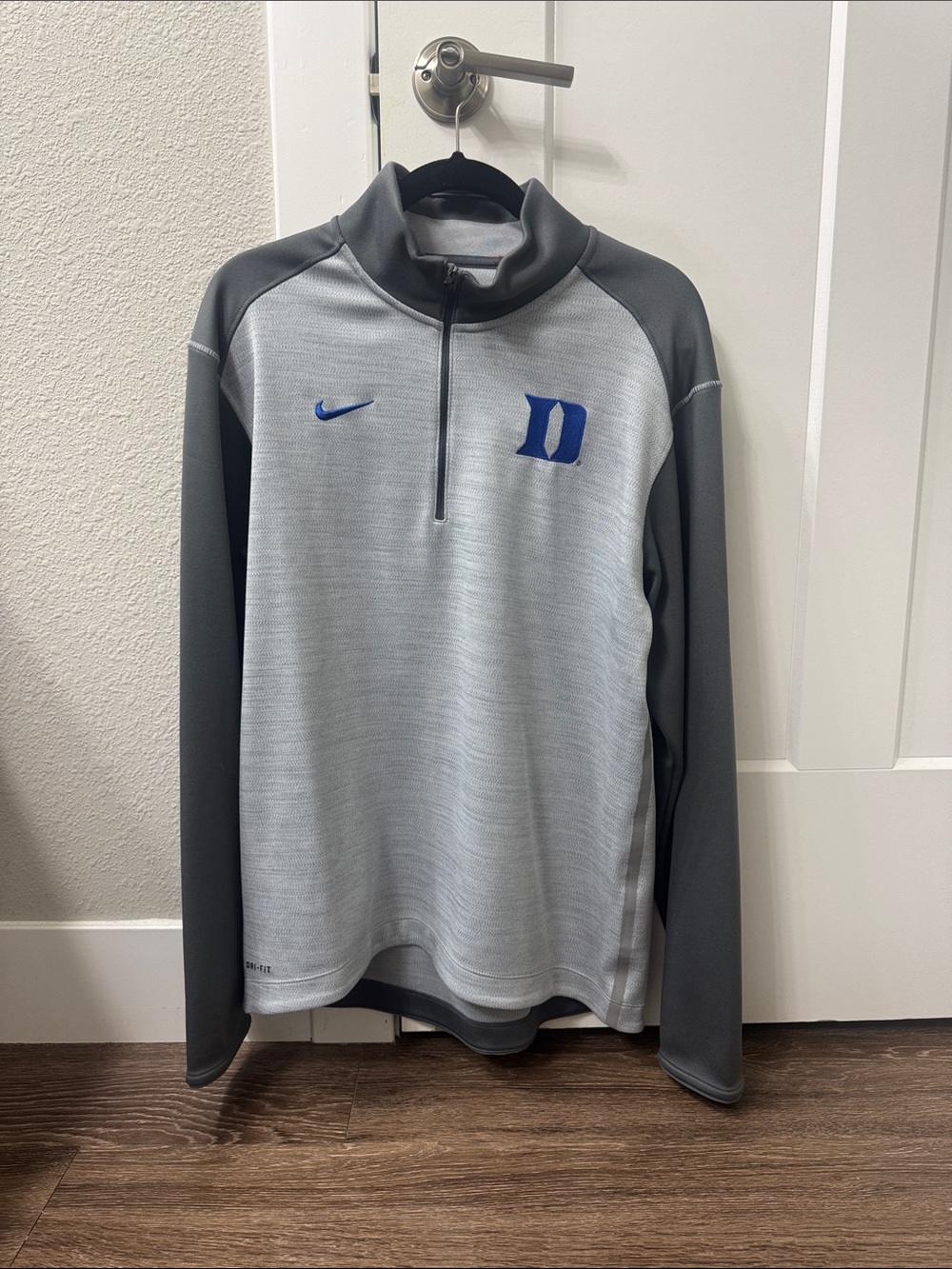 Duke Nike Dri Fit Gray & Dark Gray Half-Zip Pullover